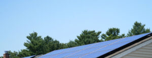 roof solar panels with trees in background