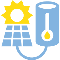 solar powered water heater icon