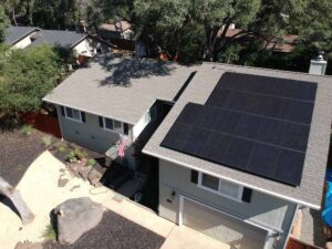 aerial view of roof solar panels